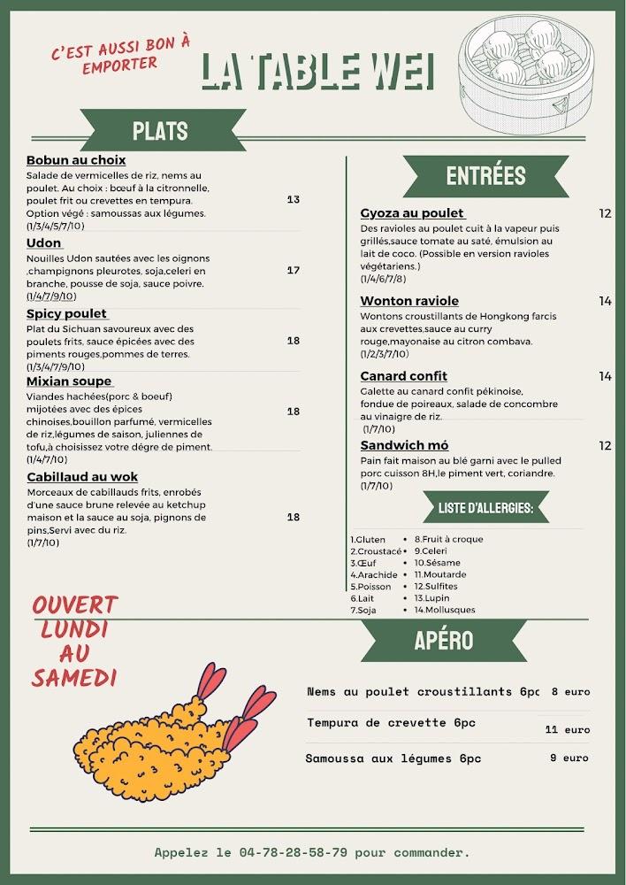 La Table Wei - Menu Image 1